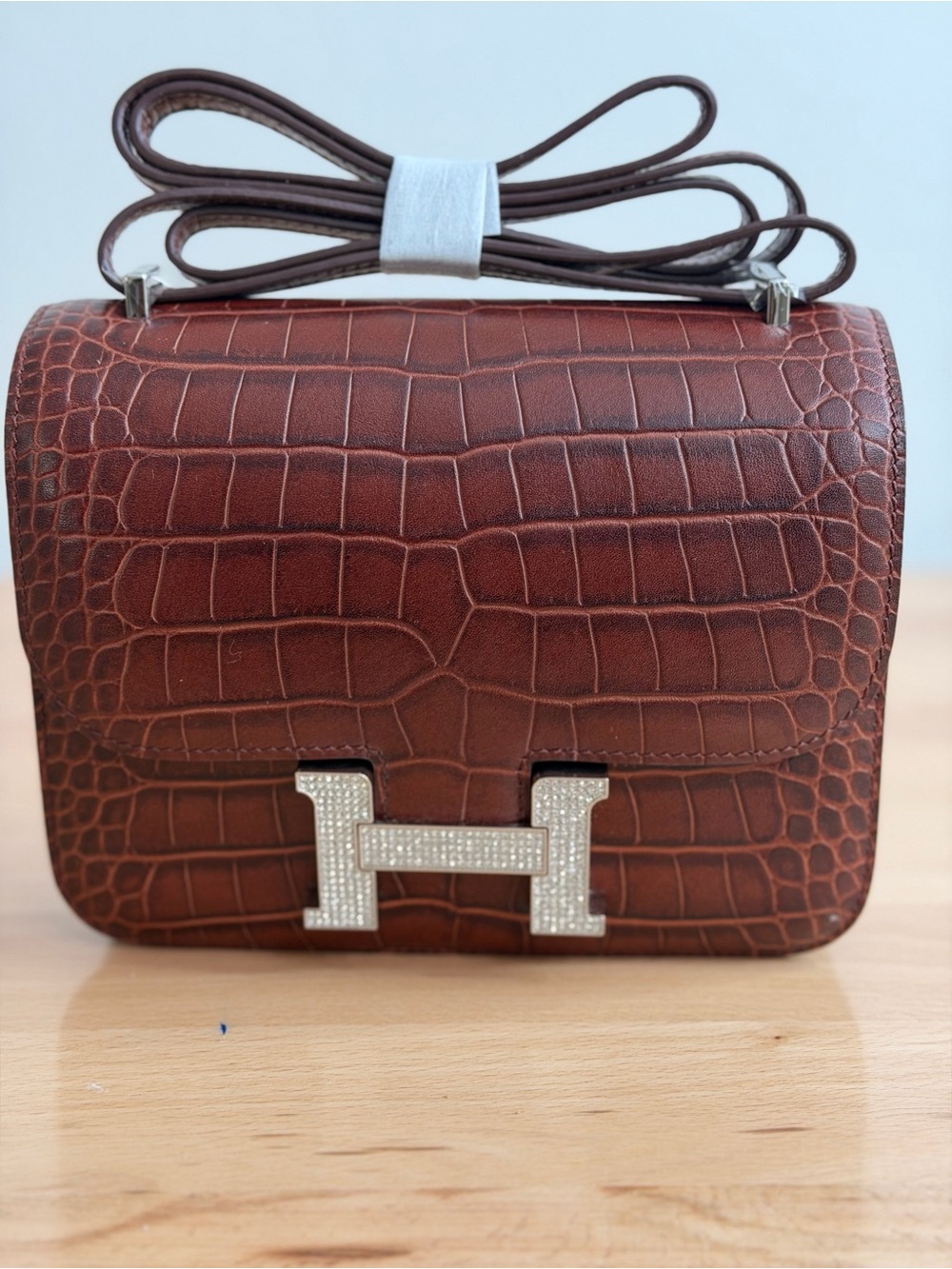 BLING H EMBOSSED CROCODILE BROWN COCOA MAHOGANY HONEY CONSTANCE 18
